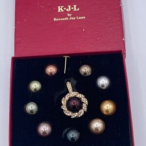 Kenneth Jay Lane KJL Interchangeable Mabe Pearl Enhancer Pendant Rose Gold